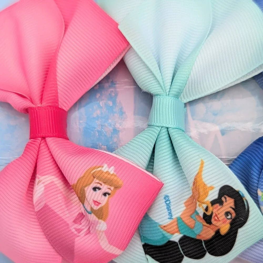 NWT 7 Colorful Disney Princess Hair Bow Clips